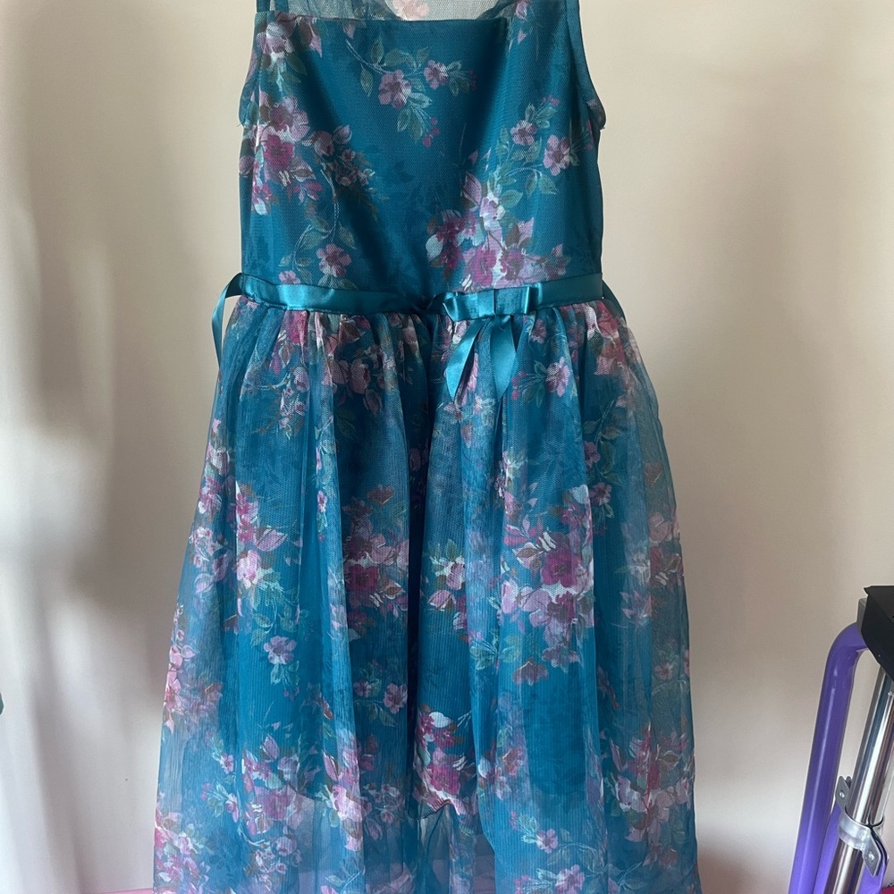 Lilt Teal Floral Kids Dress